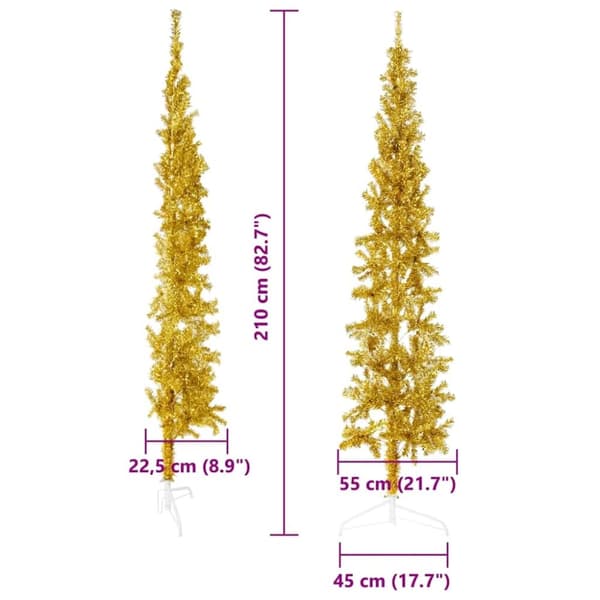 vidaXL Smal halv plastgran med stativ guld 210 cm