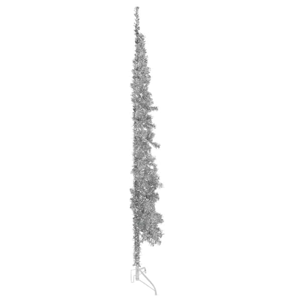 vidaXL Smal halv plastgran med stativ silver 240 cm