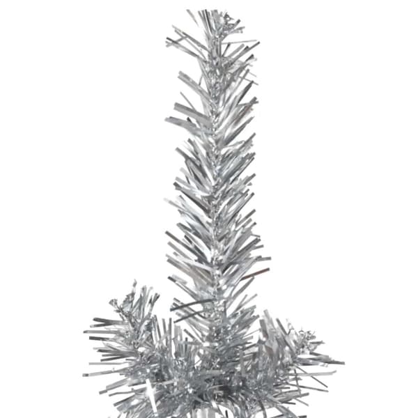 vidaXL Smal halv plastgran med stativ silver 240 cm