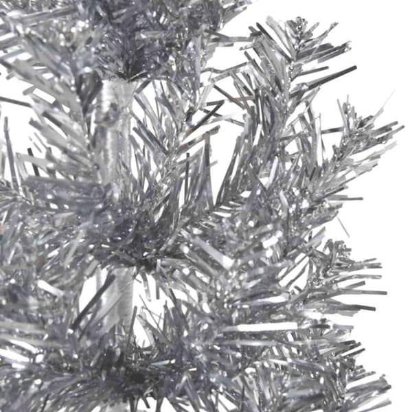 vidaXL Smal halv plastgran med stativ silver 240 cm