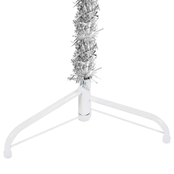 vidaXL Smal halv plastgran med stativ silver 240 cm