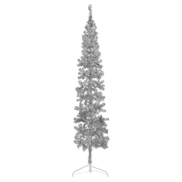 vidaXL Smal halv plastgran med stativ silver 240 cm