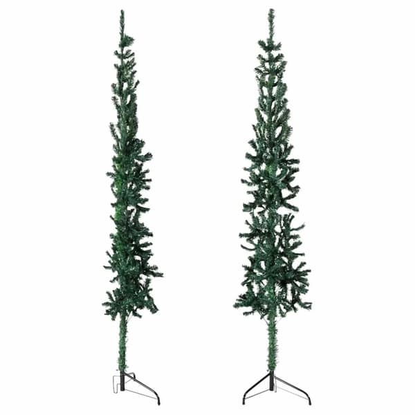 vidaXL Smal halv plastgran med stativ grön 180 cm