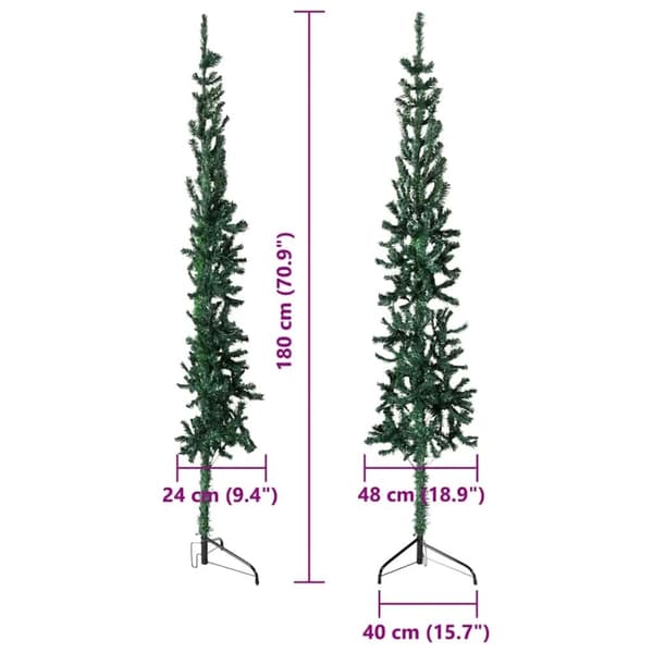 vidaXL Smal halv plastgran med stativ grön 180 cm