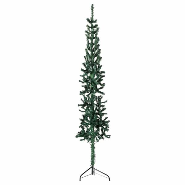vidaXL Smal halv plastgran med stativ grön 180 cm