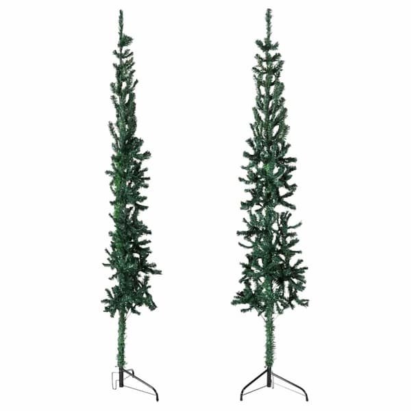 vidaXL Smal halv plastgran med stativ grön 150 cm
