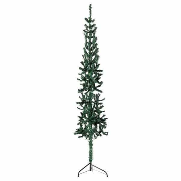 vidaXL Smal halv plastgran med stativ grön 150 cm