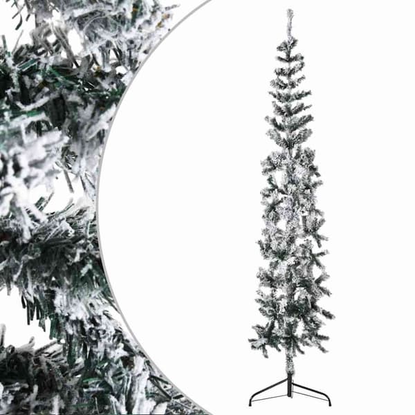vidaXL Smal halv plastgran med snö 240 cm