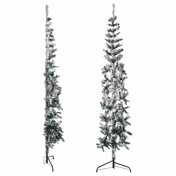 vidaXL Smal halv plastgran med snö 240 cm
