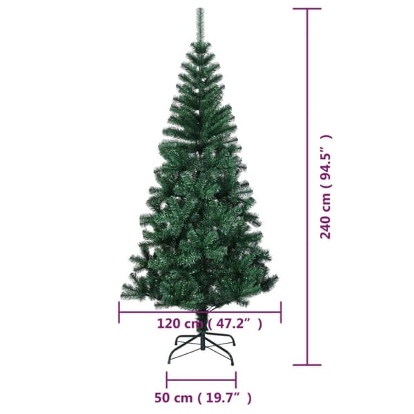 vidaXL Plastgran med regnbågsskimrande grenar grön 240 cm PVC
