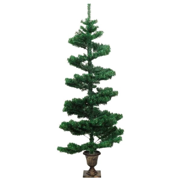 vidaXL Belyst plastgran med kruka grön 120 cm PVC