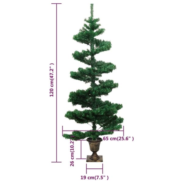 vidaXL Belyst plastgran med kruka grön 120 cm PVC