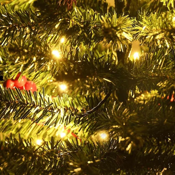 vidaXL Konstgjorda julgranar 2 st med krans, girlang och lysdioder