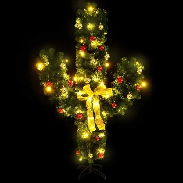 vidaXL Julkaktus med fot LED grön 210 cm PVC