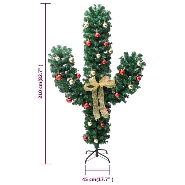 vidaXL Julkaktus med fot LED grön 210 cm PVC