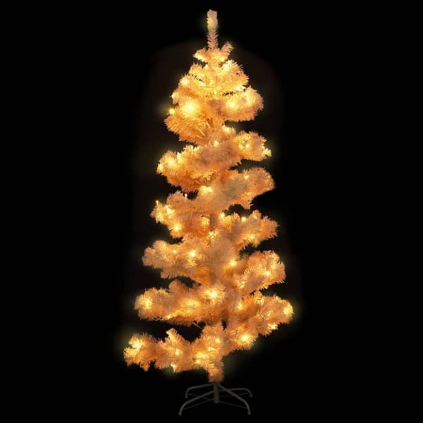 vidaXL Forhåndsbelyst virvel-juletre med potte hvit 180 cm PVC