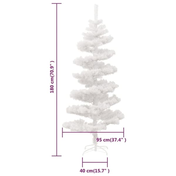 vidaXL Forhåndsbelyst virvel-juletre med potte hvit 180 cm PVC