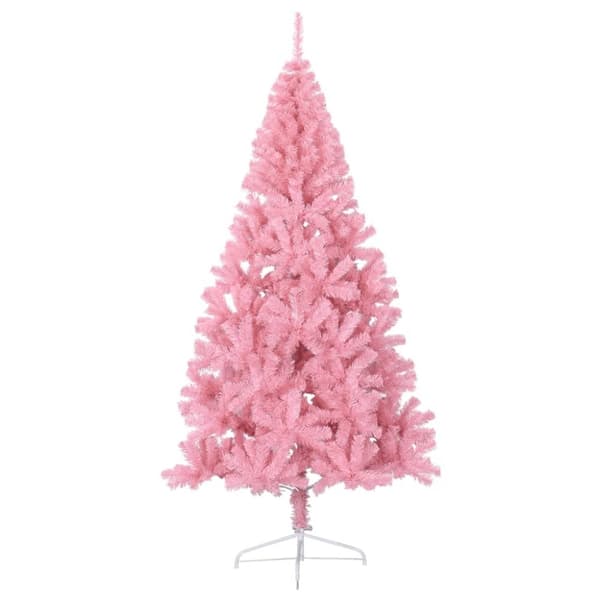 vidaXL Halv plastgran med stativ rosa 210 cm PVC