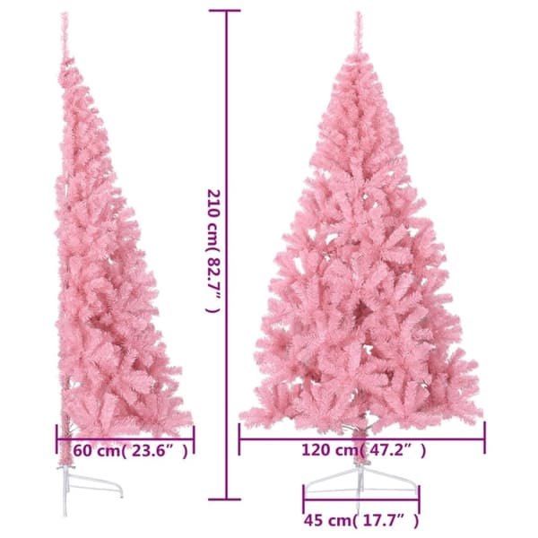 vidaXL Halv plastgran med stativ rosa 210 cm PVC