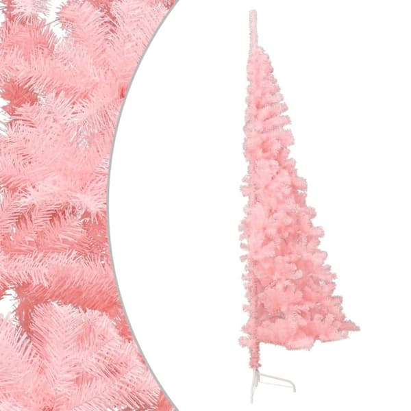 vidaXL Kunstig juletre halvt med stativ rosa 240 cm PVC