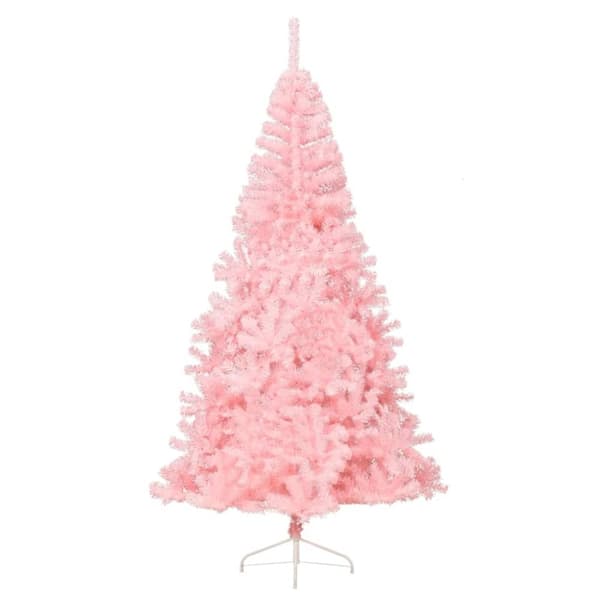 vidaXL Kunstig juletre halvt med stativ rosa 240 cm PVC