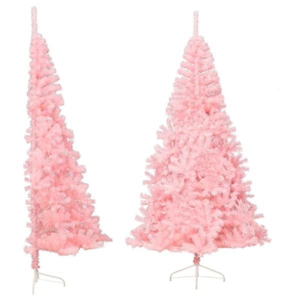 vidaXL Kunstig juletre halvt med stativ rosa 240 cm PVC