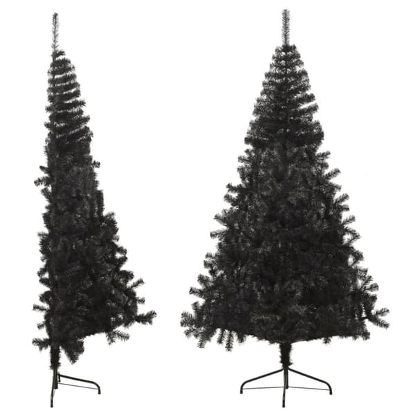vidaXL Halv plastgran med stativ svart 240 cm PVC