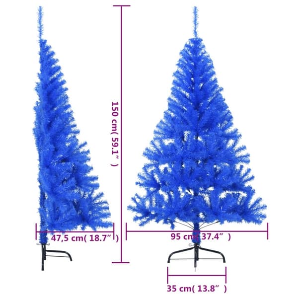 vidaXL Halv plastgran med stativ blå 150 cm PVC