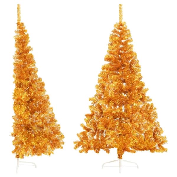 vidaXL Halv plastgran med fot guld 210 cm PET
