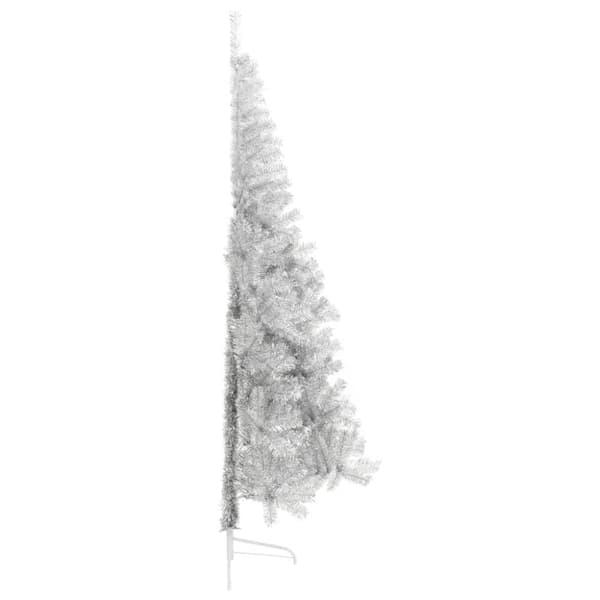 vidaXL Halv plastgran med fot silver 240 cm PET