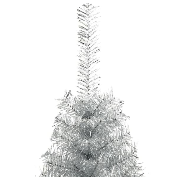 vidaXL Halv plastgran med fot silver 240 cm PET