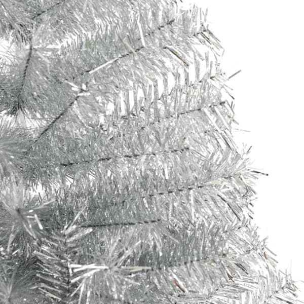 vidaXL Halv plastgran med fot silver 240 cm PET