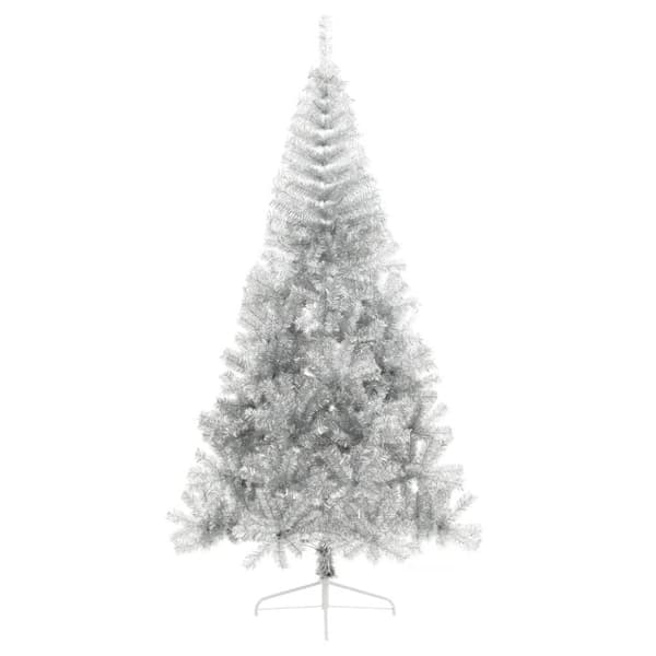 vidaXL Halv plastgran med fot silver 240 cm PET