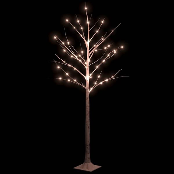 vidaXL Björkträd med LED varmvit 72 LEDs 150 cm