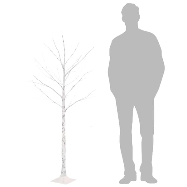 vidaXL Björkträd med LED varmvit 72 LEDs 150 cm