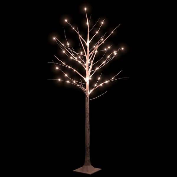 vidaXL Björkträd med LED varmvit 96 LEDs 180 cm