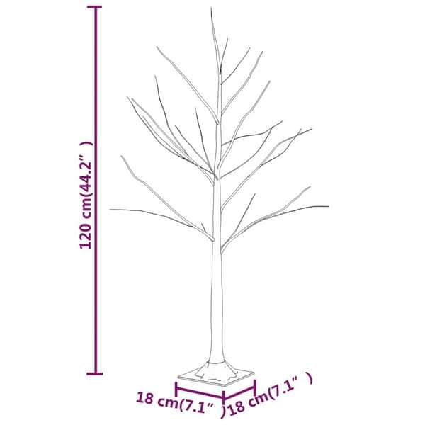 vidaXL LED-bjørketre varmhvit 48 lysdioder 120 cm