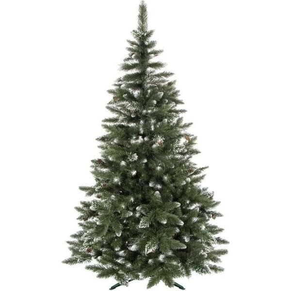 Konstgjord julgran - SPRINGOS - 220 cm - Konstgjord snö - Äkta kottar - PVC