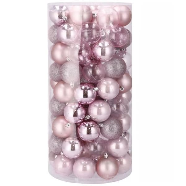 Julgranskulor - SPRINGOS - 100 st - Ø 6 cm - Plast - Rosa