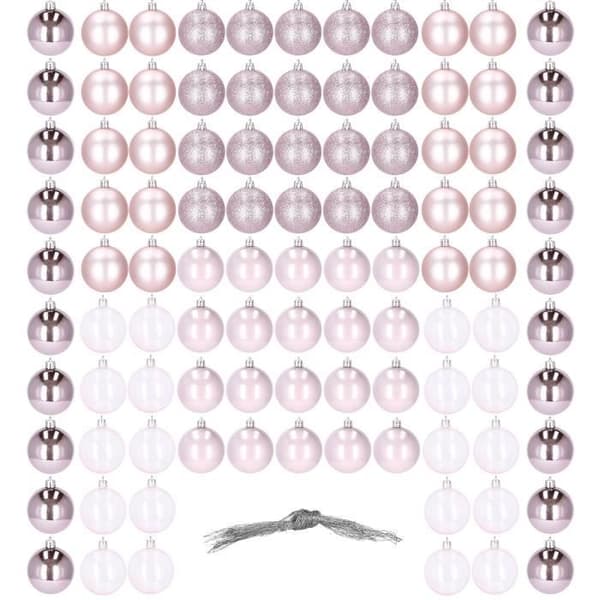 Julgranskulor - SPRINGOS - 100 st - Ø 6 cm - Plast - Rosa