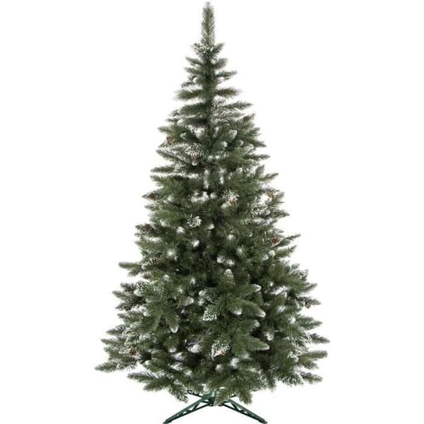 Konstgjord julgran - SPRINGOS - 180 cm - Konstgjord snö - Äkta kottar - PVC