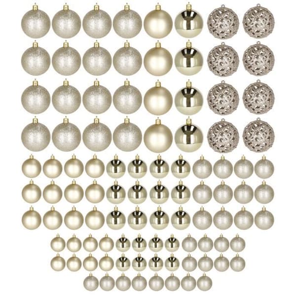 Julgranskulor - SPRINGOS - 100 st - Guld - 6 cm - Olika mönster