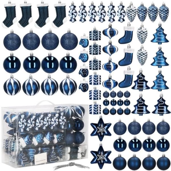 Trädkulor - SPRINGOS - 77 stycken - Oförstörbara - Mörkblå - Juldekorationer
