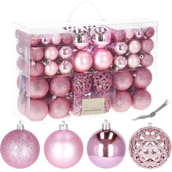 Julgranskulor - SPRINGOS - 100 st - Plast - 6 cm - Fyra olika utföranden