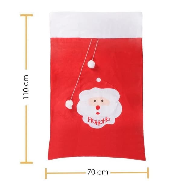 Presentpåse - SPRINGOS - Jultomten - Röd - 110 x 70 cm - 100 % polyesterfibertyg
