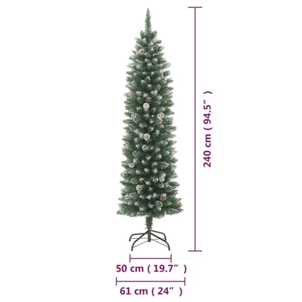 vidaXL Ohut tekojoulukuusi jalustalla 240 cm PVC
