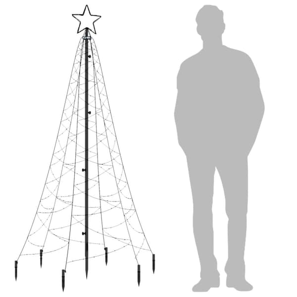 vidaXL Julgran med markspett 200 kallvita lysdioder 180 cm