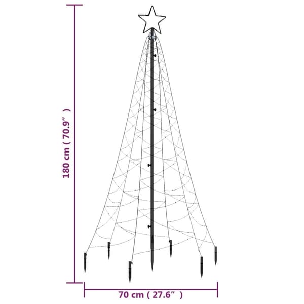 vidaXL Julgran med markspett 200 kallvita lysdioder 180 cm