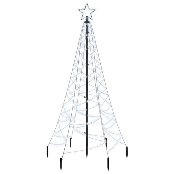 vidaXL Julgran med markspett 200 kallvita lysdioder 180 cm