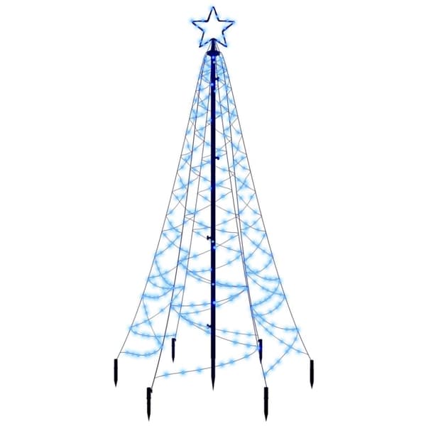 vidaXL Julgran med markspett 200 blåa lysdioder 180 cm